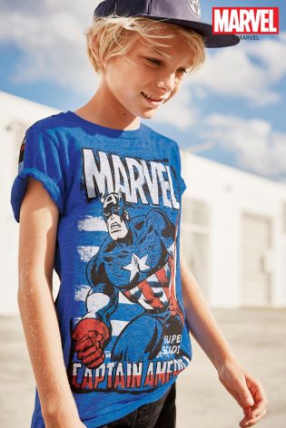 Blue Captain America T-Shirt (3-16yrs)